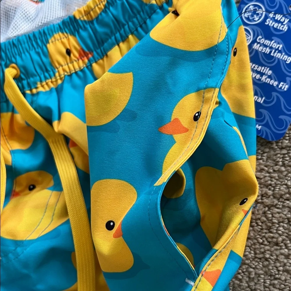 Tipsy Elves Rubber Ducky Stretch Swim Trunks Medium